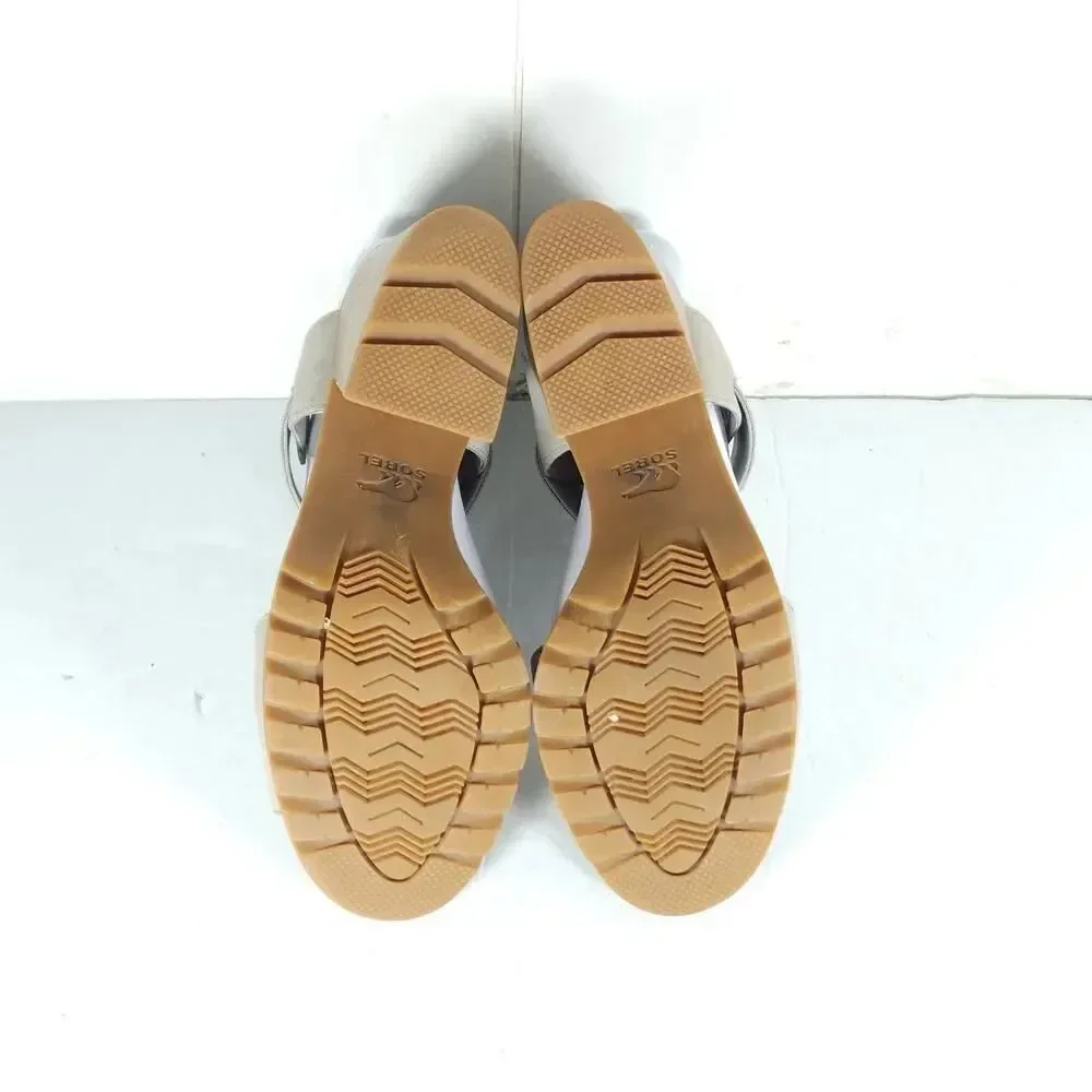 Sorel Women's Nadia US8,5 Dove Nubuck Chunky Heels Slip On Strappy Sandals